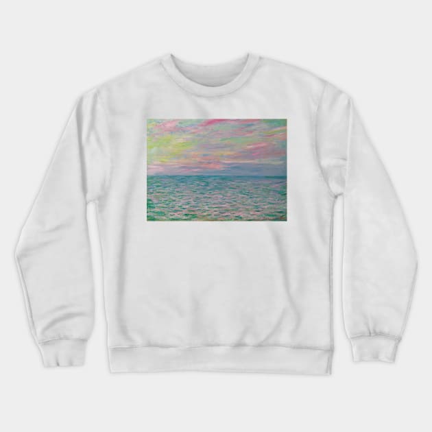 Coucher De Soleil A Pourville, Pleine Mer by Claude Monet Crewneck Sweatshirt by Classic Art Stall